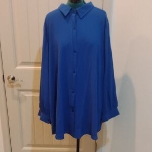 Women's Blue Button-Up Top
